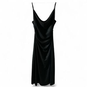 Y2K Ruby Black Glitter Ruched Spaghetti Strap Maxi Dress Women's M Gothic‎ Glam